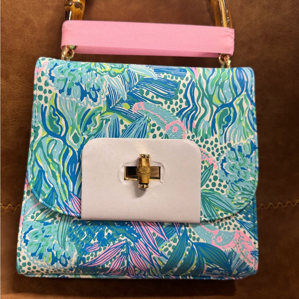 Lilly Pulitzer Blue, Green & Pink Floral Top-Handle Tote